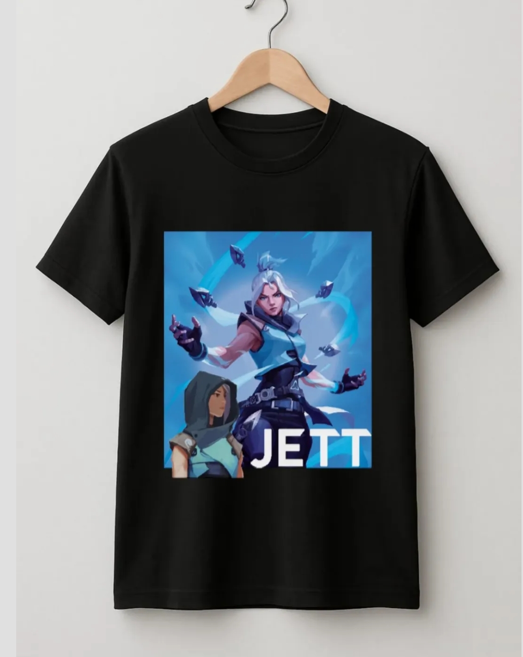 Valorant Jett Karakter Baskılı Siyah Tişört - Unisex